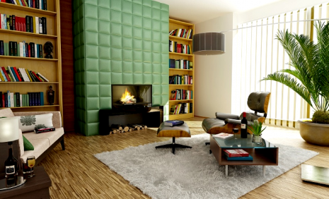 salón-decorado-color-verde-decoración-moderna-minimalista-verde